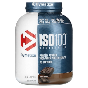 Dymatize ISO 100 Hydrolyzed whey protein isolate, Fudge Brownie, 5 LB