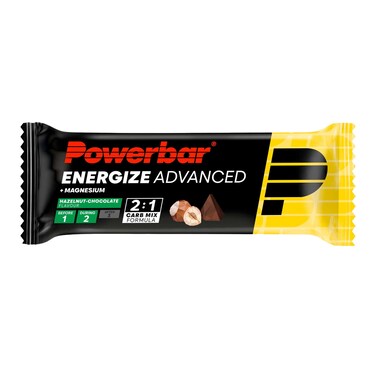 PowerBar Energize Advanced Hazelnut Chocolate Energy Bar &ndash; High Carb 2:1 Sports Bar, Optimal Texture with Sodium &amp; Magnesium   15 x 55g   Endurance Protein Bar for Athletes