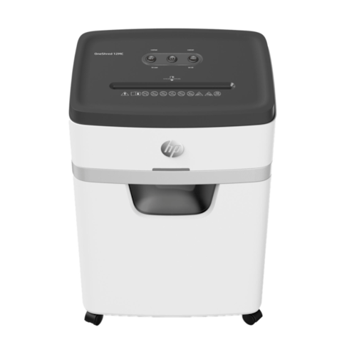 HP OneShred 12MC Office Paper Shredder Machine, P-4 Security, Micro Cut, 12 Sheets, 25L Bin - 2806