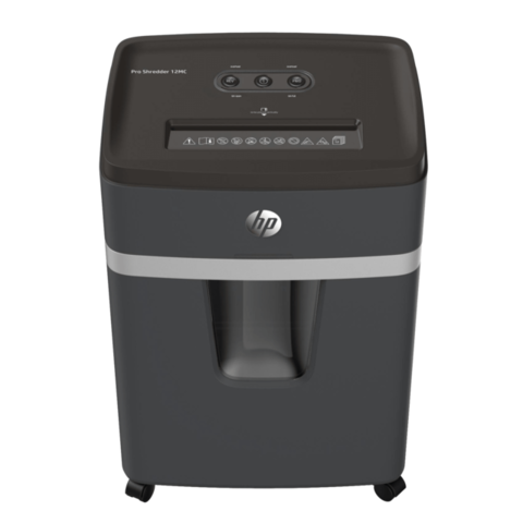 HP Pro Shredder 12MC Office Paper Shredder Machine, P-4 Security, Micro Cut, 12 Sheets, 25L Bin - 2814