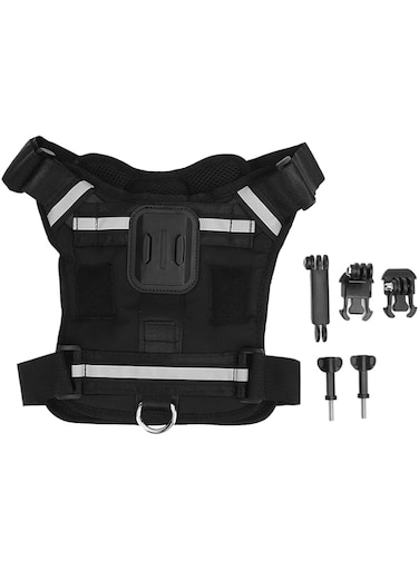 Dog Harness Mount for Action Camera, Double Mounting Options Chest Back Strap Belt Pet Vest, Adjustable Straps, for Dogs Weighing 8 To 35 Kg