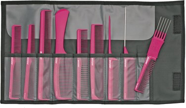 Jaguar A-Line Hair Comb 9-Pieces Set, Pink, 0.19 Kg