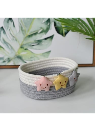 Chic Star-Shaped Woven Cotton Storage Basket - Perfect For Keys, Remote Controls &amp; Sundries Organizer (Grey)