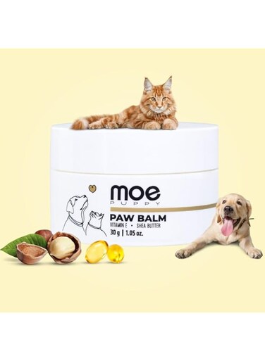 Moe Puppy Natural Paw Balm for Dogs &amp; Cats   Lick Safe Paw Balm for Cracked &amp; Dry Paws and Nose   Heals, Repairs &amp; Moisturizes Paws, Elbows &amp; Dry Itchy Nose (30 g) (Pack of 1)