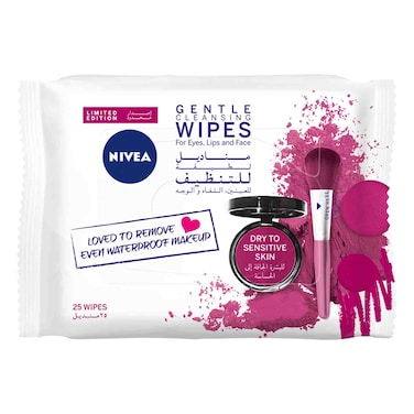 NIVEA Face Wipes Gentle Cleansing 3-in-1 Dry &amp; Sensitive Skin 25 Wipes