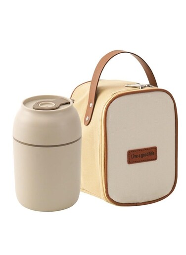 Stainless Steel Thermal Bento Box Leakproof Lunch Box,Portable Insulated Lunch Container Set With Bag For Adults, Kids Stackable Stainless Steel Food Container Beige,500ml