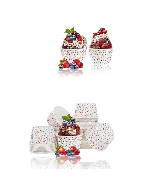 Sweet seven Vibrant Coloured Dot Cupcake Cases - Disposable Baking Cups for Muffins, Weddings, and Birthdays- Pack of 100