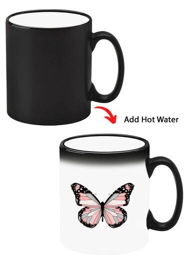 Color Changing Heat Sensitive Ceramic Mug, Image Revealed When HOT Liquid is Added! Butterfly-01