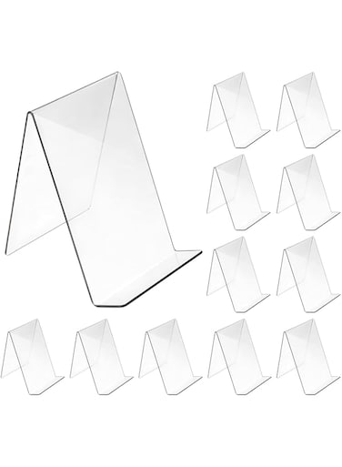 COOLive 4 Pcs Acrylic Book Stand Display 4x5 Inch Clear Acrylic Holder Display Easel Transparent Display Stand Holder Tablet Holder Displaying for Book Photos Picture Notebooks,Music Sheets