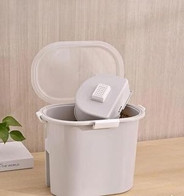 Tazweeq Pet Food Storage Container,Built-in Storage Box, Moisture-Proof Dog Food Bucket, For Dog, Cat, Bird, and Other Pet Food Storage Bin, Keep Fresh, Gray,Easy Mobility,without Spoon,10L