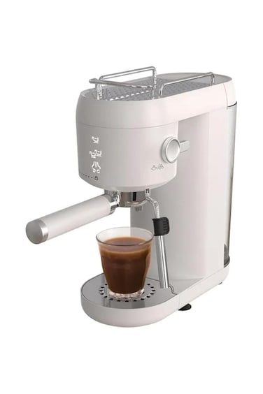 Manual Espresso Machine &ndash; 2-in-1 Thermo-Block System, Electric Cappuccino Maker, White Design