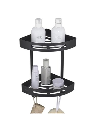 BRIMIX Bathroom Shelves SUS 304 Stainless Steel Shower Caddy Shelf Wall Mounted Shower Rack Corner Shower Organizer (Black)
