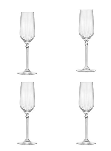 LEERDAM 4-Piece Royal Champagne Glass Set, 220ml, Premium Crystal Flutes for Toasting, Weddings, and Celebrations