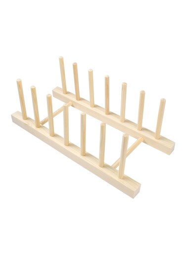 Wooden Dish Drainer, Natural Pine Wood, 6-Compartment, Multi-Purpose Storage Rack for Plates, Lids, Cups, Cutting Boards