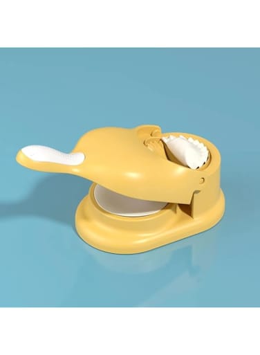 KUTIS 3 in 1 Household Automatic Portable Dumpling Maker Double Head with Press Mold Make Quick and Easy Dumpling for Home Restaurant (Yellow)