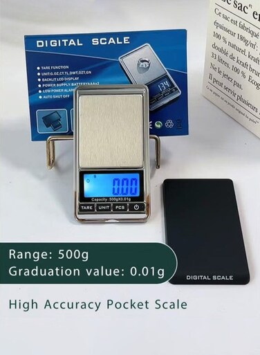 Precision Gram Scale, 0.001oz/0.01g 500g Mini Pocket Scale, Portable Electronic Weight Jewelry Scales, Tare, Auto Off, Stainless Steel.