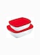 Pyrex Cook&amp;Store Set of 2 Rectangle with Red Lid 1.1+2.5L Transparent 28 x 20 x 9 cm 2.5L / 23 x 15 x 6 cm 1.1Lcm