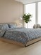 Home King size 6-piece set ( 1 Duvet cover - 220*240cm. 1 Fitted sheet - 200*200cm+30cm. 4 Pillow covers - 50*75cm. ) Bedding set grey with yellow branches print pattern.