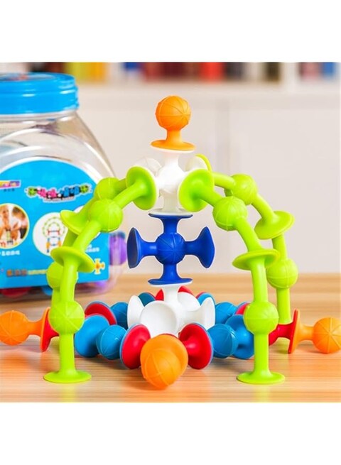 HSCDQ Boxed 48 pcs DIY Soft Silicone Building Blocks Sucker Educational Construction Toys for Family Interactive Toys Suction Toy Construction Set Gift Idea Assembled Suction Toy Building Set