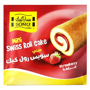 Sara Strawberry Mini Swiss Roll Cake, 20g Pack of 20