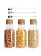 1CHASE Borosilicate Storage Jar with Cork Lid-Cork Stopper Storage Glass bottle 750 ML With Spoon (Pack of 3)