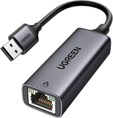 UGREEN USB 3.0 Ethernet Adapter Aluminum, 1000Mbps Gigabit RJ45 LAN Internet Adapter, for Office/Home/Gaming, Compatible with MacBook, iMac, PC, Switch, Surface Pro, Windows, Mac OS/IOS, Linux, Black
