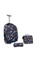 3-Piece Rolling School Set, 18-Inch Wheeled Backpack with Lunch Bag and Pencil Case, Pastel.BLACK DINOSAUR PRINT