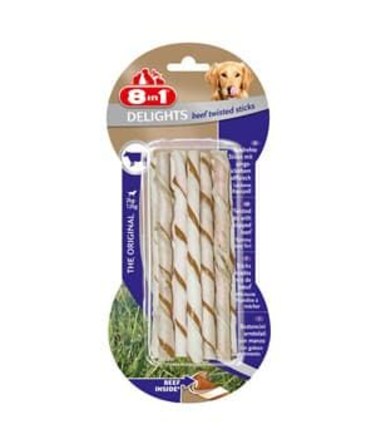 8in1 Delights Beef Twisted Sticks 10Ct