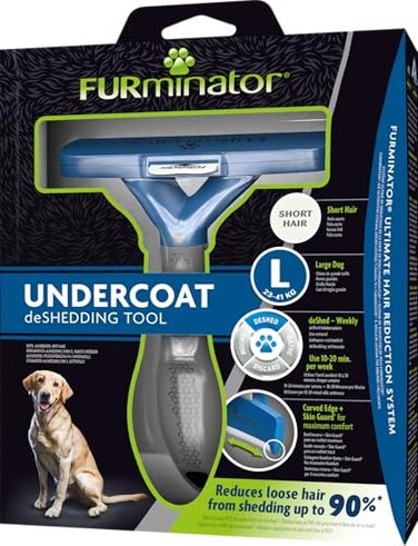 Furminator Deshedding-Tool Hund Gr&ouml;&szlig;e L Kurzhaar - Hundeb&uuml;rste F&uuml;r Gro&szlig;e Hunde Zur Entfernung Der Unterwolle - Verbessertes Design