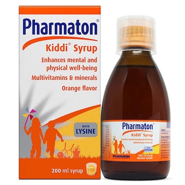 Pharmaton Kiddi Syrup with Multivitamins &amp; minerals, Orange Flavor 200ml