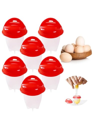 Azonee 6 PCS Egg Boiler for Hard Boiled Eggs - Silicone Egg Cups for Poached Eggs Hard Boiled Egg Holder Without Shell Egg Cooker Silicone Egg Molds - Egg Poacher Pan Nonstick