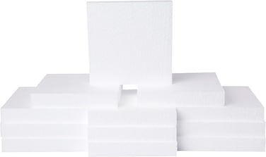 CRAFT MAGIC 8pcs Craft Foam Block   6x6x1inch   Rectangle Polystyrene Foam   Thermocol   Styrofoam   for Art Sculpting   Flower Arrangements   Modeling   DIY Arts and Crafts   School Office Home