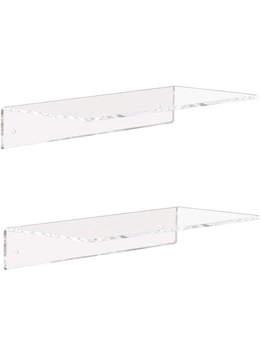 Weiai Clear Acrylic Shelves 12 Inch, Floating Wall Mounted Shelf for Bedroom, Living Room, Bathroom, Set of 2