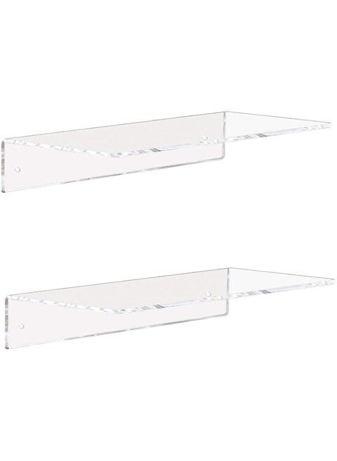 Weiai Clear Acrylic Shelves 12 Inch, Floating Wall Mounted Shelf for Bedroom, Living Room, Bathroom, Set of 2