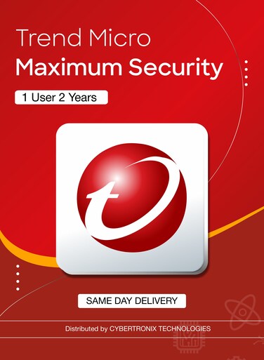 Trend Micro Maximum Security   1 User 2 Years    Digital License   Same-Day Delivery