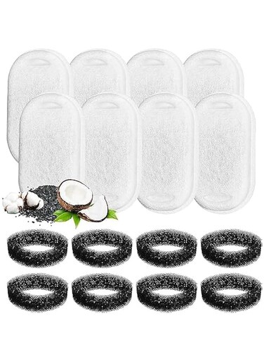 AOHRYME 8+8PCS Cat Water Fountain Filters, Cat Fountain Filter Replacement for 108oz/3.2L &amp; 67oz/2L Stainless Steel Cat Water Fountain, Pet Fountain Activated Carbon Replaced Filter
