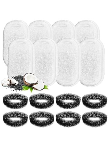 AOHRYME 8+8PCS Cat Water Fountain Filters, Cat Fountain Filter Replacement for 108oz/3.2L &amp; 67oz/2L Stainless Steel Cat Water Fountain, Pet Fountain Activated Carbon Replaced Filter