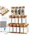 Yoawllty 24Pcs Glass Spice Jars, 4oz Empty Square Spice Containers with Bamboo Lids, Glass Food Storage Containers Jars with Labels Stickers, Shaker Lids, Funnel, Paint Pens and Cleaning Brush