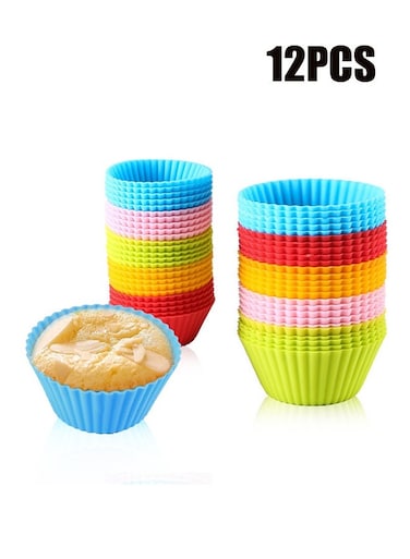 12-Piece Silicone Chocolate Cupcake Liner Mold Multicolour