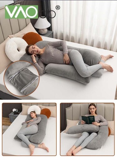 Pregnancy Pillows, for Sleeping U Shaped Full Body Maternity Pillow, with Removable Cover Support, for Back Legs Belly Hips for Pregnant Women Pregnancy Pillow for Women Grey