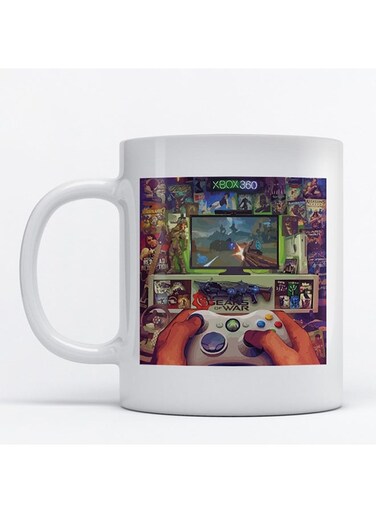 Gamer Boy Printed Mug White/Green/Blue
