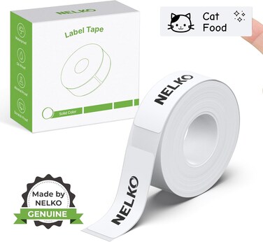 NELKO P21 Label Maker Tape, Adapted Label Print Paper, 14x40mm (0.55"x1.57"), Standard Laminated Office Labeling Tape Replacement, Thermal Label Tape for Home Office School, 180 Labels/Roll, White
