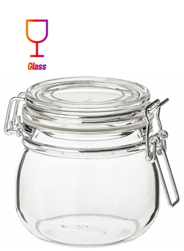 Jar with Lid, Clear Glass 0.5L