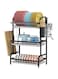 ROUNY 3 Tier Dish Drying Rack, Rustproof Dish Rack, Large Capacity Carbon Steel Dish Drainer with Drainboard, Utensil Holder and Cutting Board Holder, for Kitchen Countertop Saving Space, Black