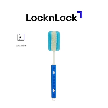 LocknLock Water Bottle Cleaning Brush with Soft Foam Sponge and Non-Slip Handle (5x28cm, Blue)