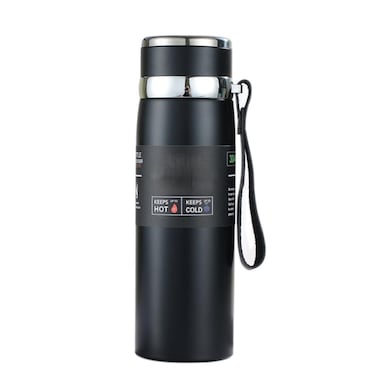 800ml Stainless Steel Vacuum Insulated Water Bottle - Hot &amp; Cold Sports Thermos (Black)