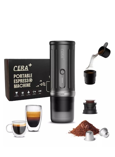 CERA+ Compact Portable Electric Espresso Coffee Machine   Compatible with Nespresso Pods   Ground Coffee   Rechargeable