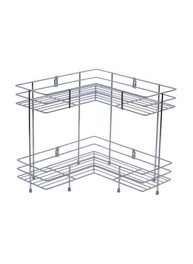 2 Layer Stainless Steel Trolley with Kitchen Dish Drying Rack &amp; Vegetable Fruit Storage Trolley Basket Stand with Wheel for Modern Kitchen Organizer (Silver) Pack of 1