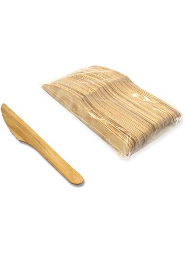 Save the Planet 25pcs Set of 14cm Long Biodegradable Wooden Disposable Knives - Eco Friendly Disposable Wooden Cutlery