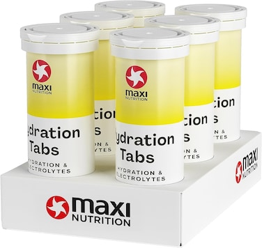 MaxiNutrition Hydration Tabs, For Hydration &amp; Electrolytes, Refreshing Fitness Drink, With 0% Sugar, 100% Vegan, Lemon Lime Flavour, 10 Tablets, 40Gms X 6 Packs